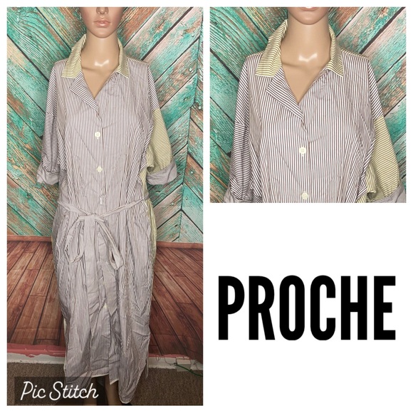 Proche Dresses & Skirts - Proche 100% Cotton Color Blocked Striped Shirt Dress